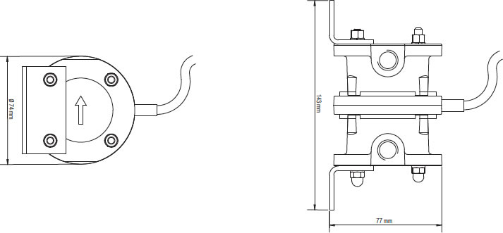 Physical Dimensions of DFM 8EDM Flow Meter