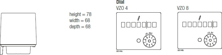 Aquametro Contoil VZOA 4 and 8 Dimensions in mm