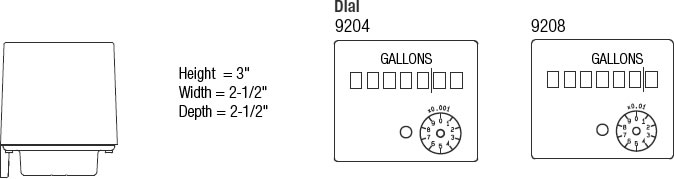 Model 9204-9208 Contoil® Oil Meter Dimensions